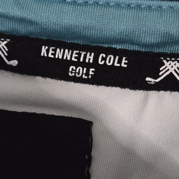 KENNETH COLE golf Mens large Dark Navy and white stripe Polo shirt - Picture 9 of 9